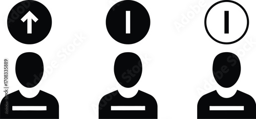 Three Figures with Striped Shirts and Symbols - Diverse States of Mind Concept