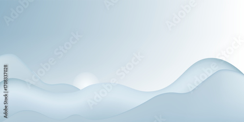 3d snow hills. Winter landscape with snow mountain, snowdrift and pile. Snowy background for sale product presentation. Template for Christmas, New Year design. Vector illustration