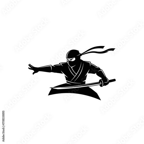 Silhouette of a Ninja with Katana Sword