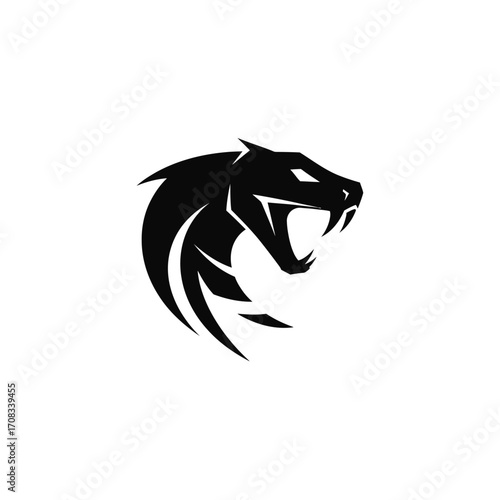 Black Viper Head Logo with Open Mouth