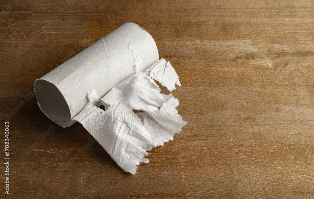 Fototapeta premium Empty toilet paper or tissue roll concept 