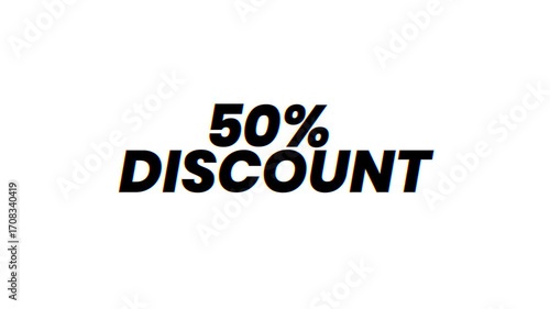 50% Discount text animation black color