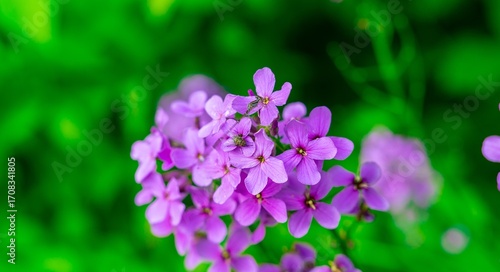 Vibrant Purple Flowers Against Green