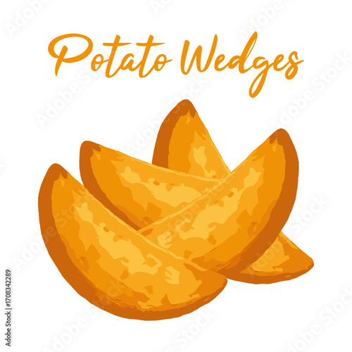 potato wedges in watercolor illustration style, isolated vector on white background