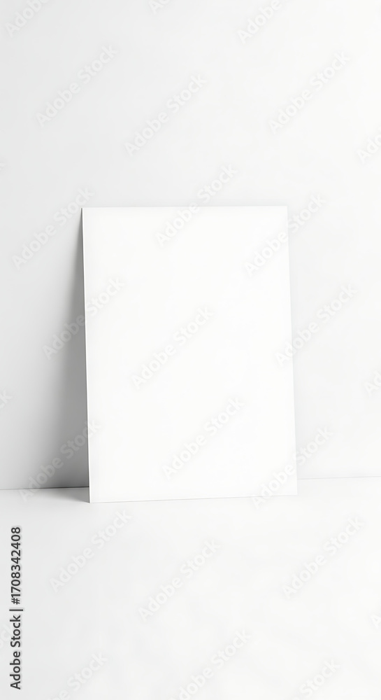 Naklejka premium Blank White Square Card Mock up Against a Clean White Wall