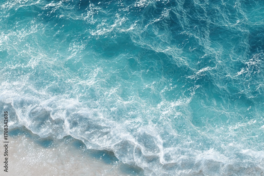 Fototapeta premium Azure waves lapping a sandy shore