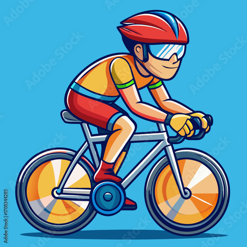 Cyclist Riding Bicycle Road Race Competition.