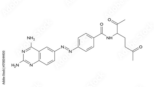 phototrexate molecule, structural chemical formula, ball-and-stick model, isolated image antifolate drug