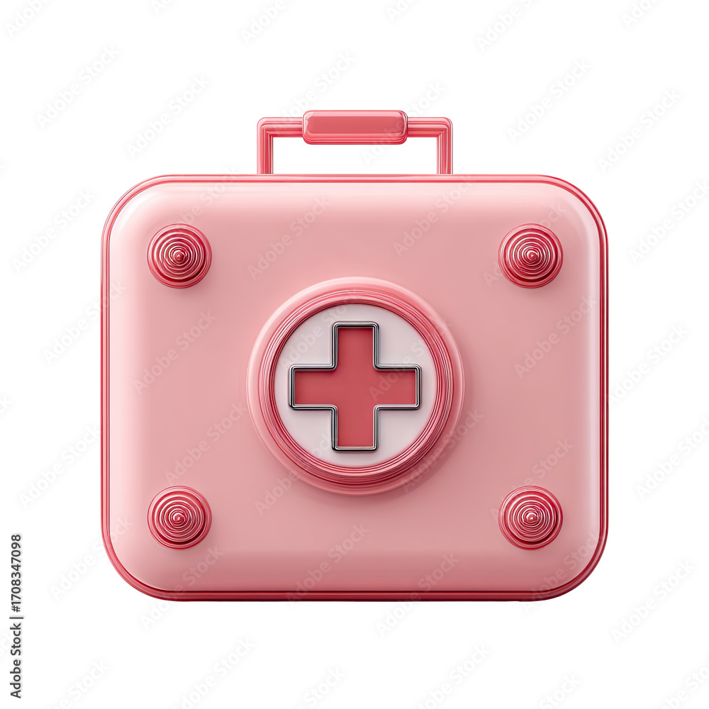 Obraz premium Pink medical kit, rectangular, with a white cross