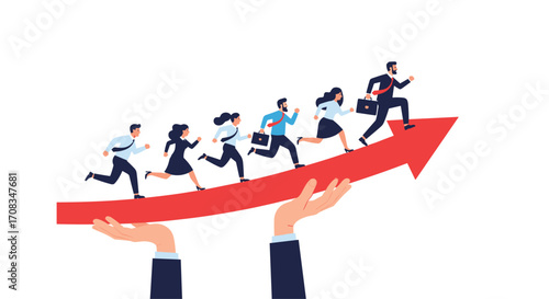 Teamwork drives business growth and financial success forward.