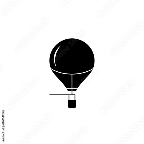 Black and White Hot Air Balloon Icon Illustration
