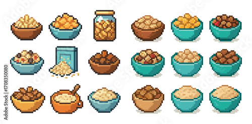 Colorful Breakfast Cereals Grid