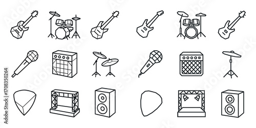 Rock Instrument Icon Grid