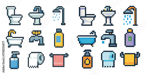 Bathroom Icons Pixel-Art