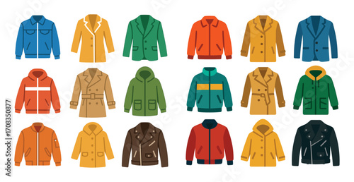 Colorful Outerwear Icons Grid