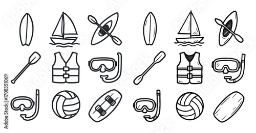 Hand-Drawn Water Sports Icons