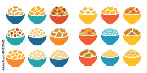 Colorful Breakfast Icon Grid