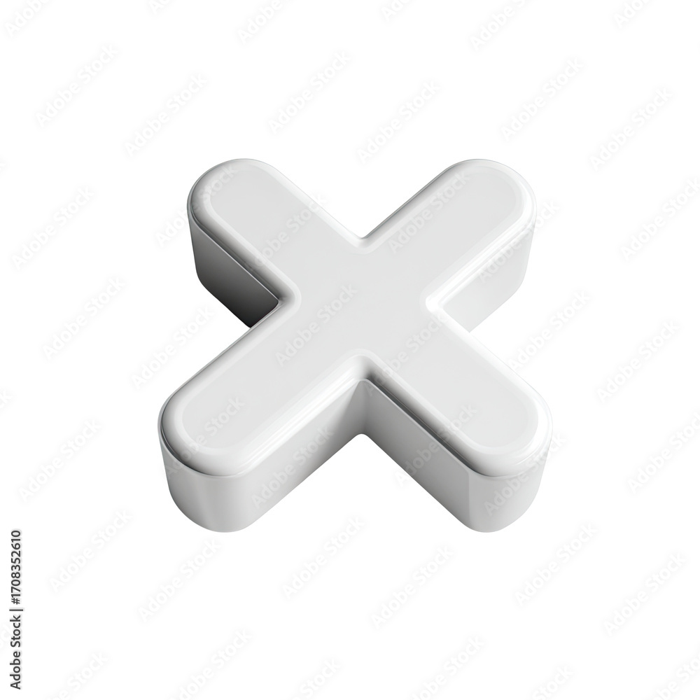 Obraz premium 3D rendered white capital letter X
