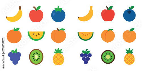 Colorful Fruit Icon Grid