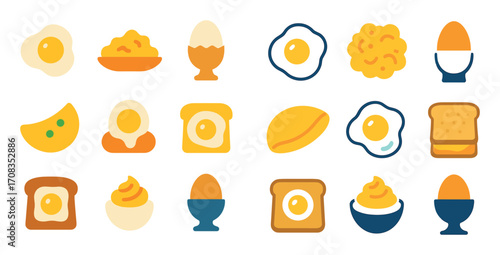 Colorful Breakfast Egg Icons