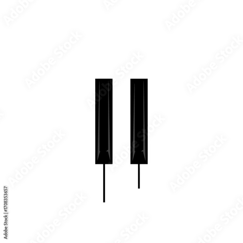 Two Black Piano Keys Isolated on White