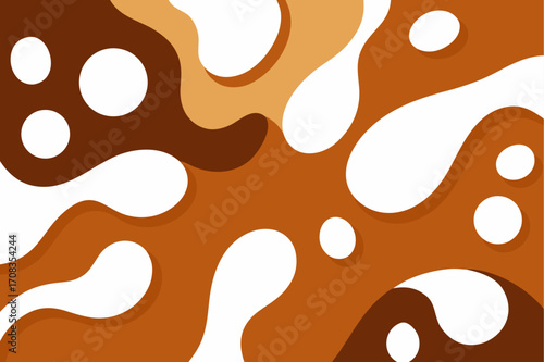 Abstract fluid shapes in shades of brown create a modern backdrop