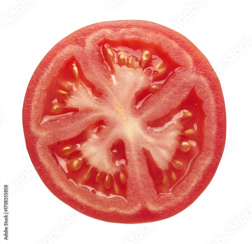 Wallpaper Mural Close-up tomato slice, vibrant red, seeds visible Torontodigital.ca