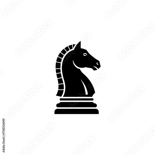 Black Chess Knight Piece Silhouette on White