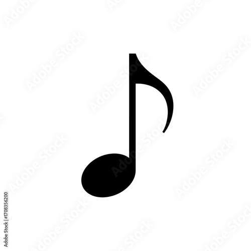 Isolated Black Quarter Note Musical Symbol on White Background