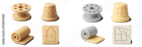 Crafting tools for sewing and pattern making displayed on a neutral background during daylight hours