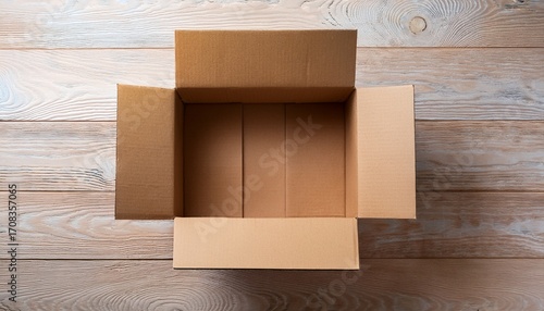 open empty cardboard box viewed from above
