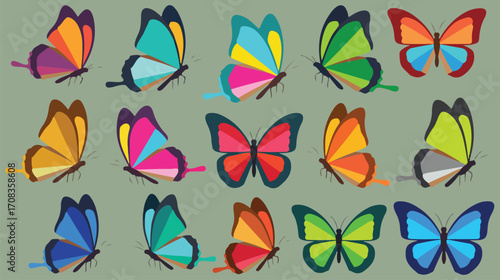 Colorful Geometric Butterfly Collection – Modern Butterfly Vector Illustration