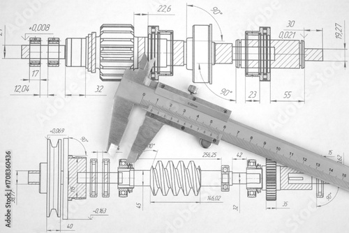 Engineering industrial background. Technical drawing .Technology banner.
