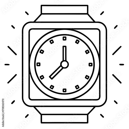 Digital Clock line art vector