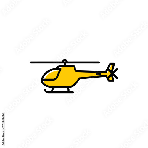 Yellow Helicopter Icon with Black Outline and Rotor