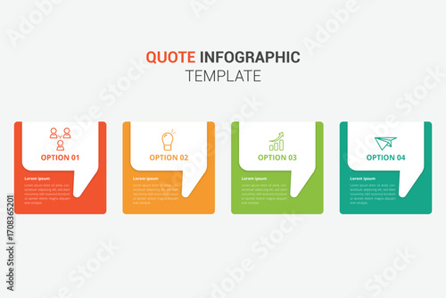 Modern quote infographic, testimonial box vector template, presentation, plan, information and strategy