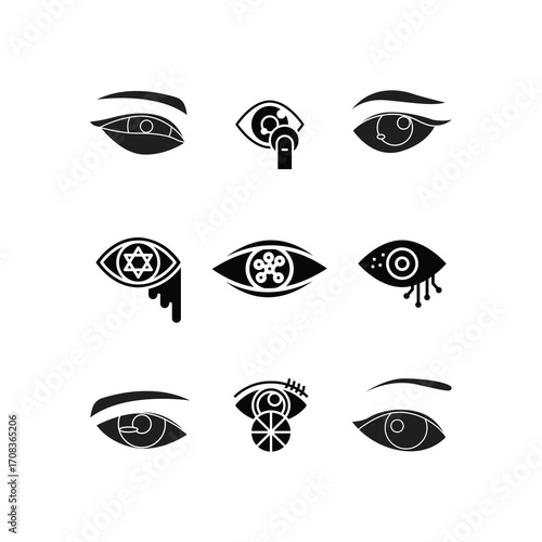 Eye Movement Diagram Set – Visual Tracking, Reflex, Saccade, Vergence