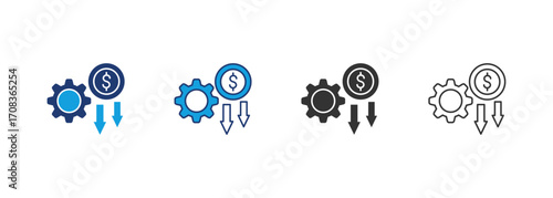 Cost Reduction Icon Set Multiple Style Collection