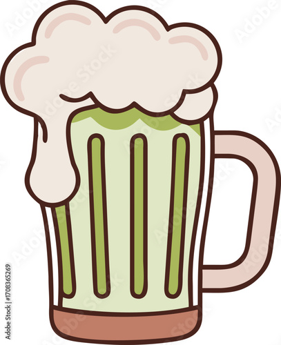Stylized flat illustration of a frothy beer mug vector scalable eps icon vector