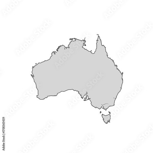 Australia Map Outline in Gray Color
