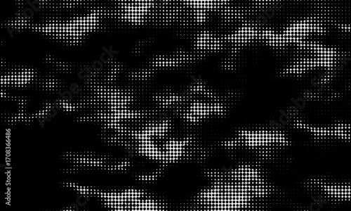 Dot grid pattern vector illustration. Simple black white point background with small and large polka dots. Abstract futuristic dotted mesh with gradient effect. Geometric minimal digital design.