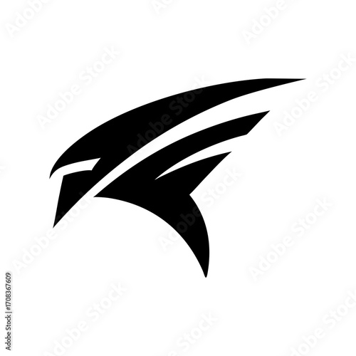 Abstract falcon logo design in minimal geometric silhouette style modern sharp vector artwork