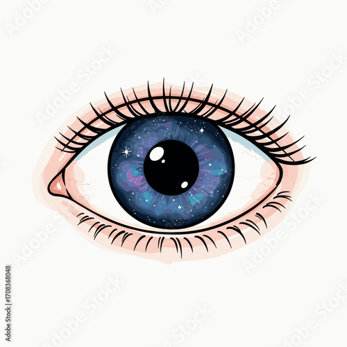 Celestial eye illustration artistic representation abstract digital art visionary concept. Vector illustration