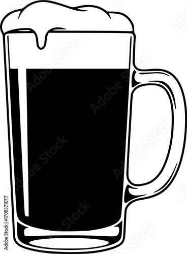 Beer mug full beverage drink alcohol silhouette vector illustration
