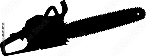 Chainsaw weapon sharp equipment cutting tool danger silhouette vector illustration