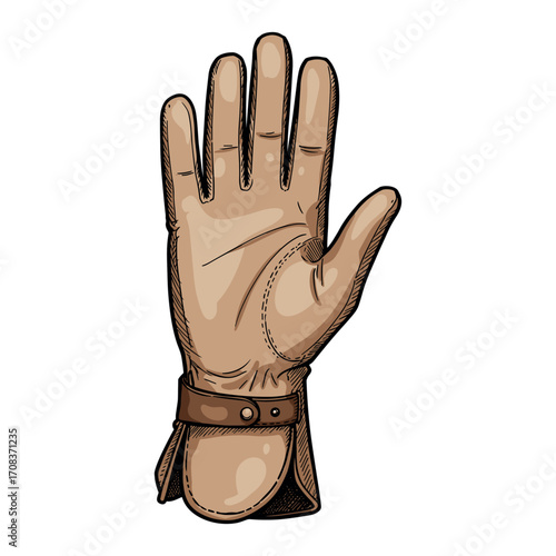 Protective glove action for safety workshop environment graphic illustration view of hand. Vector illustration