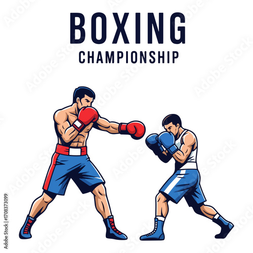 Vector illustration of two professional boxers