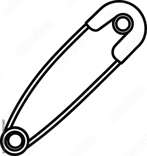 Safety Pin Line Art Vector Illustration