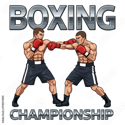 Vector illustration of two professional boxers