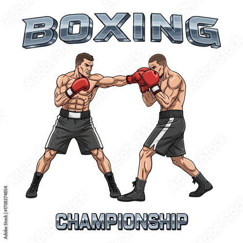 Vector illustration of two professional boxers